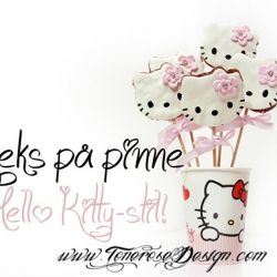Kjeks/småkaker på pinne - Hello Kitty ! {Tips til barnebursdag}