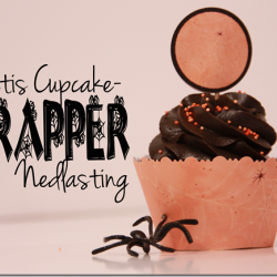 Gratis nedlasting ♥ Oransje Spindelvev CupcakeWrapper + Topper {Halloween}