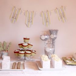 Kakebord / Dessertbord Barnedåp – Inspirasjon i mosegrønt og lyseblått ♥