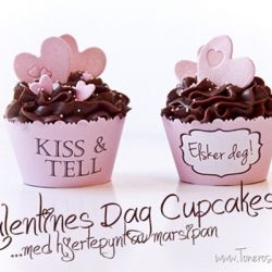 Cupcakes med marsipanhjerter - til Valentines Dag
