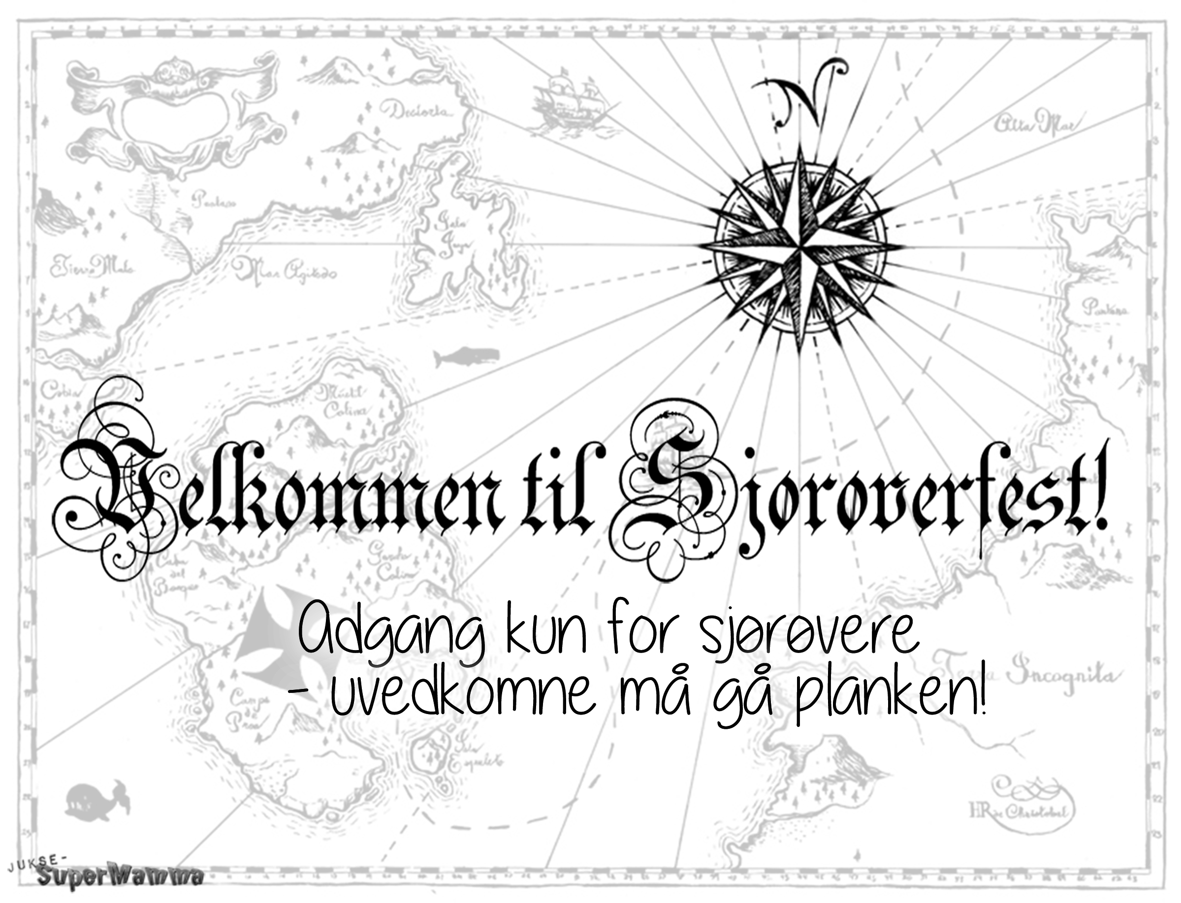 Sjørøverbursdag Invitasjon Velkommenskilt ToneroseDesign