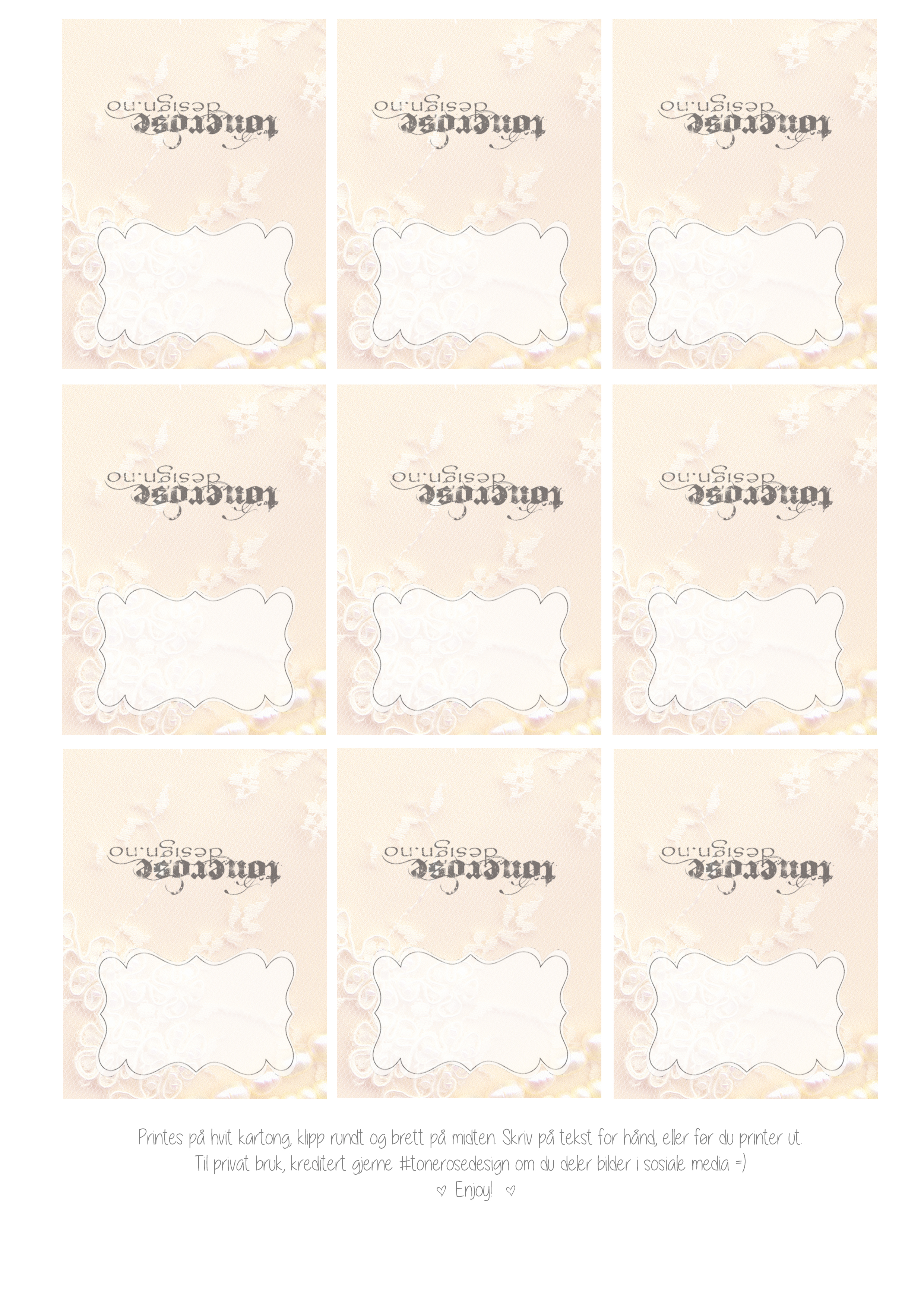 Free printable lace - Gratis print vakre blonde etiketter bryllup barnedåp 