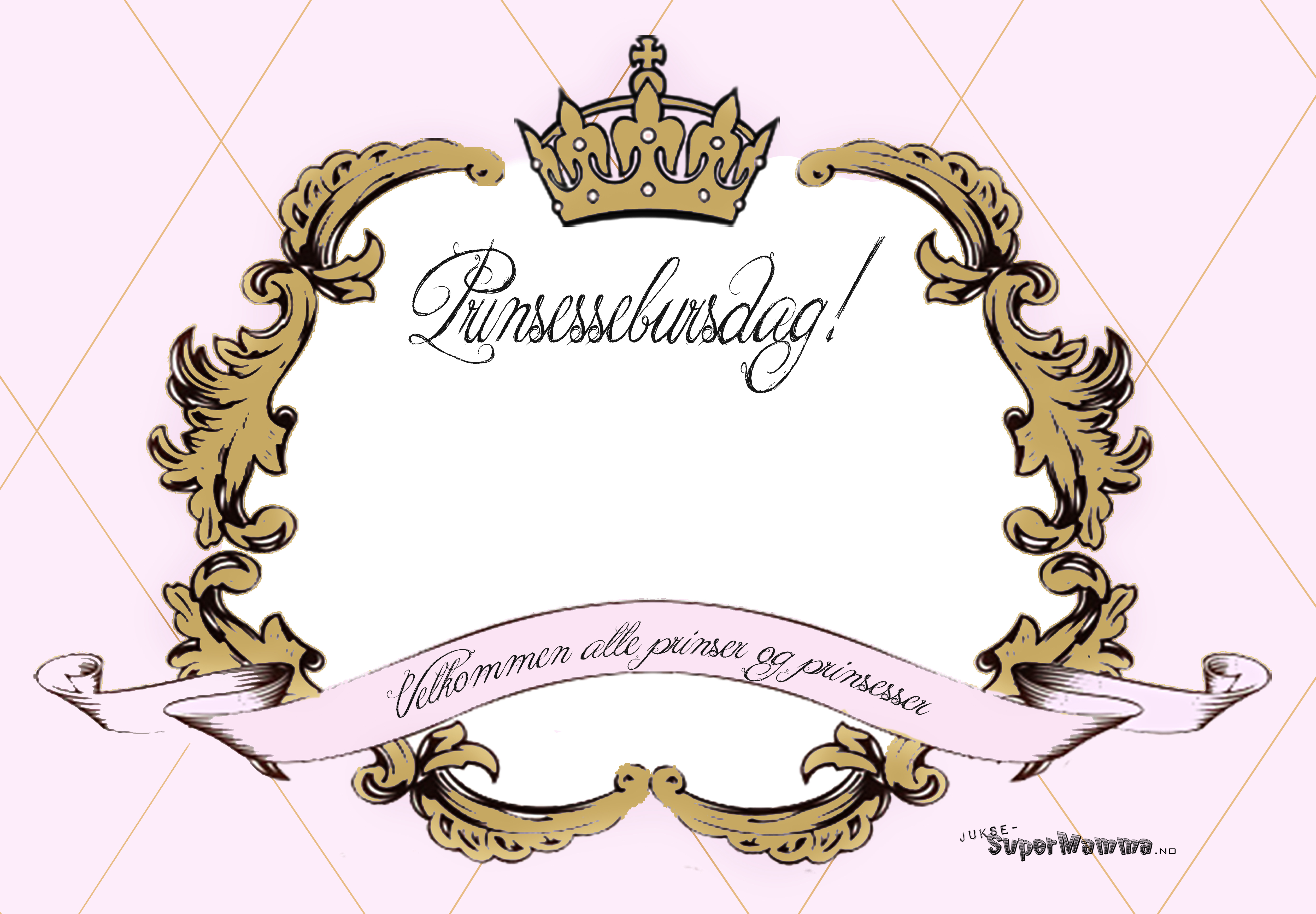 Prinsessebursdag invitasjon ToneroseDesign gratis