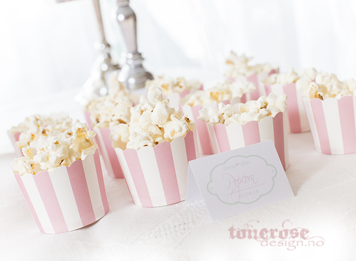 tips til kakebordet - popcorn i cupackeformer, barnedåp
