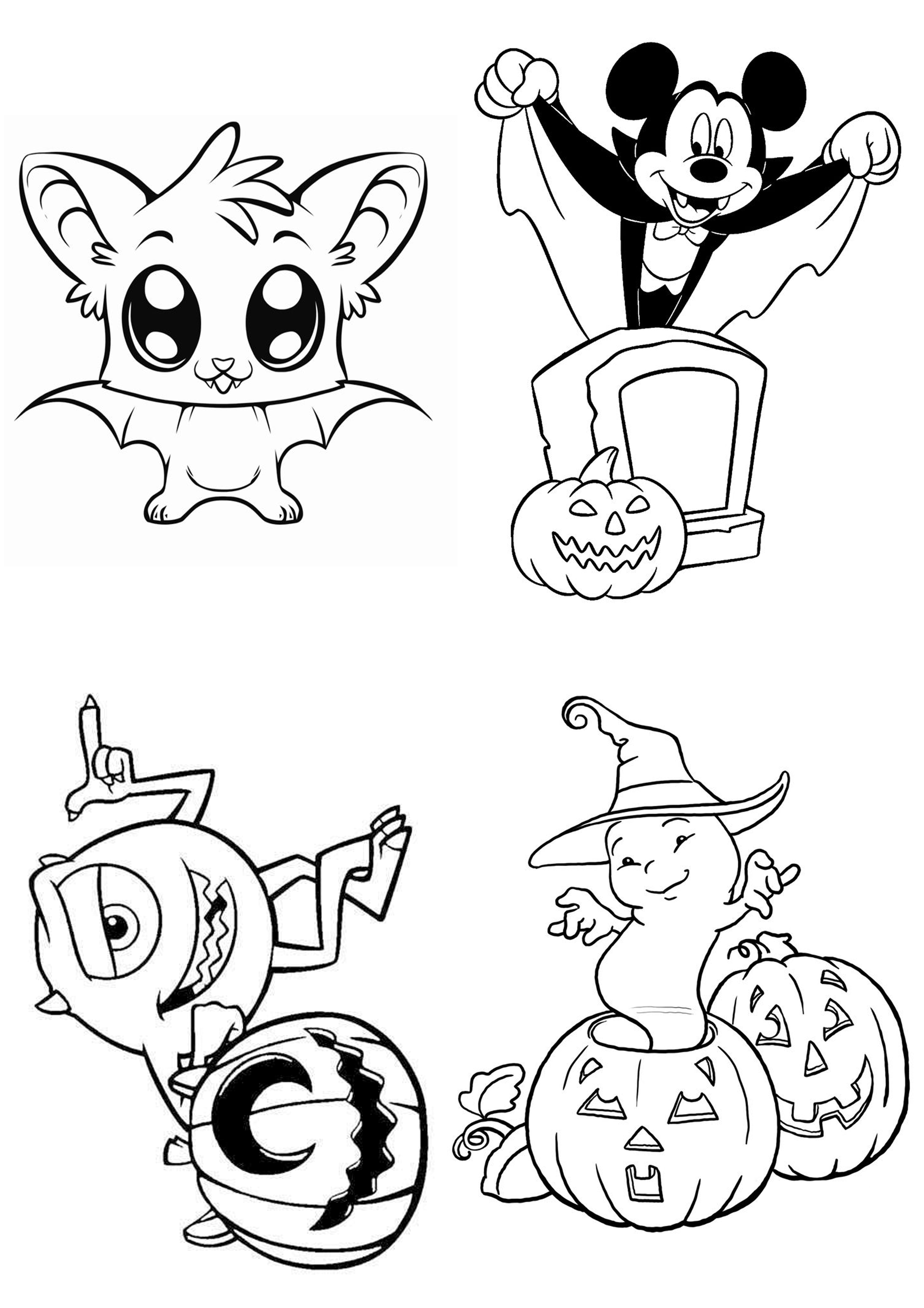 Halloween Tegneseriefigurer Fargeleggingssider
