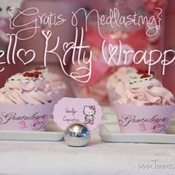Cupcake Wrappere til Hello Kitty bursdag {Gratis Nedlasting}