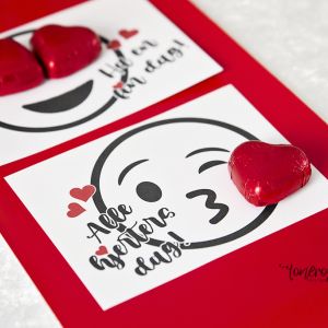 Gratis Emoji Kort // Valentinsdag // Sjokoladehjerter