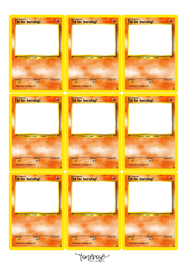 { Hvordan lage Pokémon-kort-invitasjoner // DIY // Gratis print } – ToneroseDesign